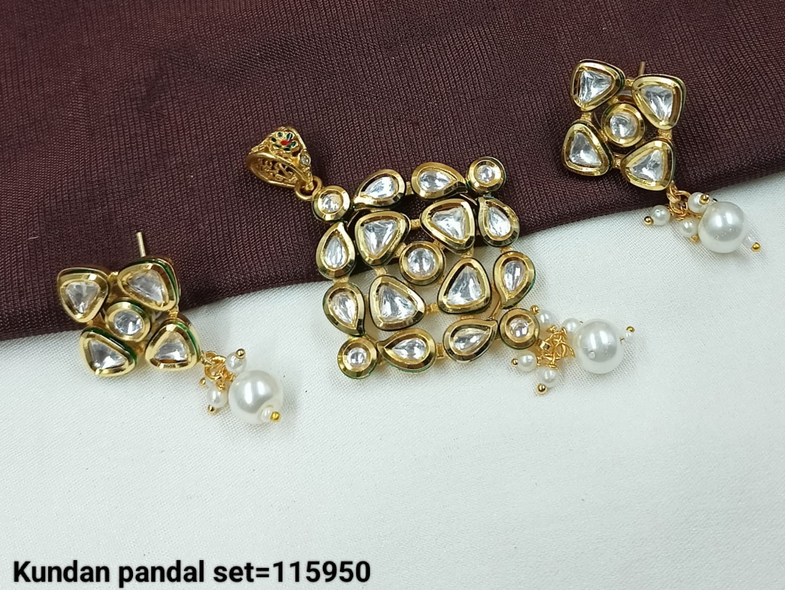 Traditional Kundan Pendant Set with Pearl Drop Earrings – Ethnic Party Wear Jewelry